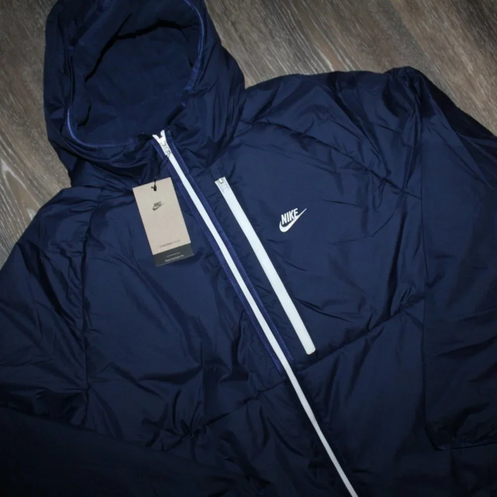 NWT NIKE MEN'S THERMA FULL ZIP WINTER HOODED JACKET‎ NAVY BLUE